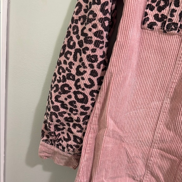 Pink Corduroy Jacket with Leopard Accents - Picture 3 of 7